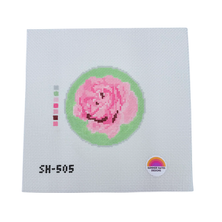 Garden Rose Round Needlepoint Canvas