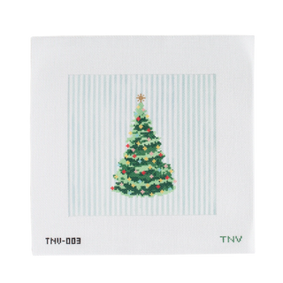 Christmas Tree on Stripes Needlepoint Canvas