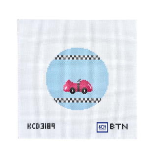 Race Car Round Needlepoint Canvas