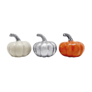 Orange, Cream, Silver Pumpkin Napkin Weight