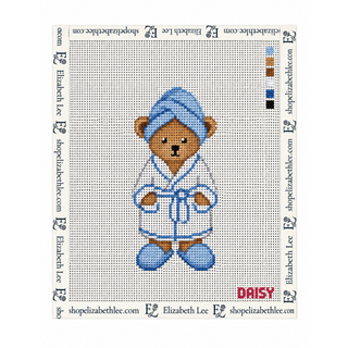 Blue Bathrobe Bear Needlepoint Canvas