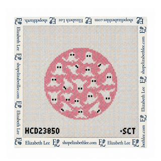 Ghosts on Pink Round Needlepoint Canvas