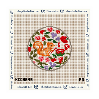 Squirrel with Drum Round Needlepoint Canvas