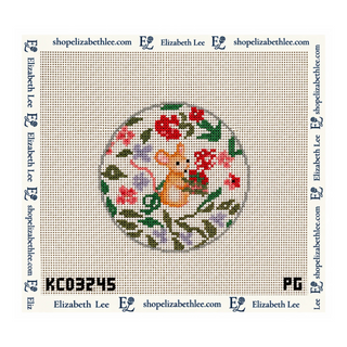 Mouse with Gift Round Needlepoint Canvas