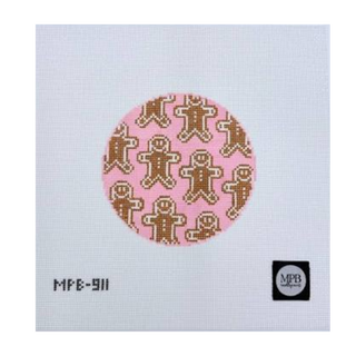 Pink Gingerbread Friends Needlepoint Canvas