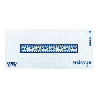 Checkered Blue Rose Fob Needlepoint Canvas