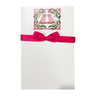 Pink Staffordshires with Bamboo Notepad