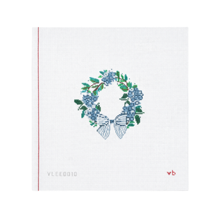 Blue Hydrangea Wreath Needlepoint Canvas